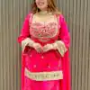 Pink Cosmos Embroidery Mirror Work Salwar Suit