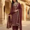 Maroon Pure Organza Silk Sequence Work Salwar Suit