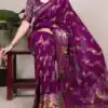 Purple Nylon Weaving Work Saree