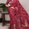 Red Nylon Weaving Work Saree