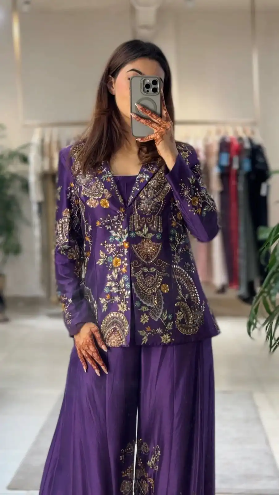 Purple Chinon Sequence Work Salwar Suit - Image 3
