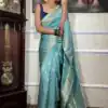 Sky Blue Soft Lichi Silk Border Jacquard Work Saree