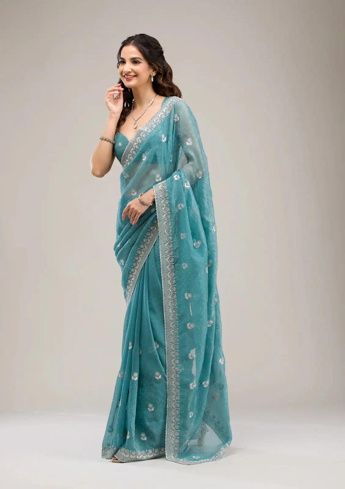 BT 439 Blue Crunchy Ciffon Saree Perfect for Wedding, Party, Bridal Wear, Raksha Bandhan, Festival Celebrations – . Special Price ₹1899. Delivery 4-6 | Creative Sarees, Embroidered Sarees, Bollywood Sarees, Designer Sarees, Ethnic Saree, Modern Digital sarees, Party Wear Sarees, Sarees