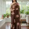 Brown TB Organza Digital Print Saree