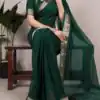 YNF 7911 Green Poly Shimmer Saree Perfect for Wedding, Party, Ganesh Chaturthi, Bridal Wear, Temple Visit –. Available at ₹1499 only. Delivery 4-6 Workin | Creative Sarees, Embroidered Sarees, Bollywood Sarees, Designer Sarees, Ethnic Saree, Modern Digital sarees, Party Wear Sarees, Sarees