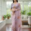Lavender TB Organza Digital Print Saree