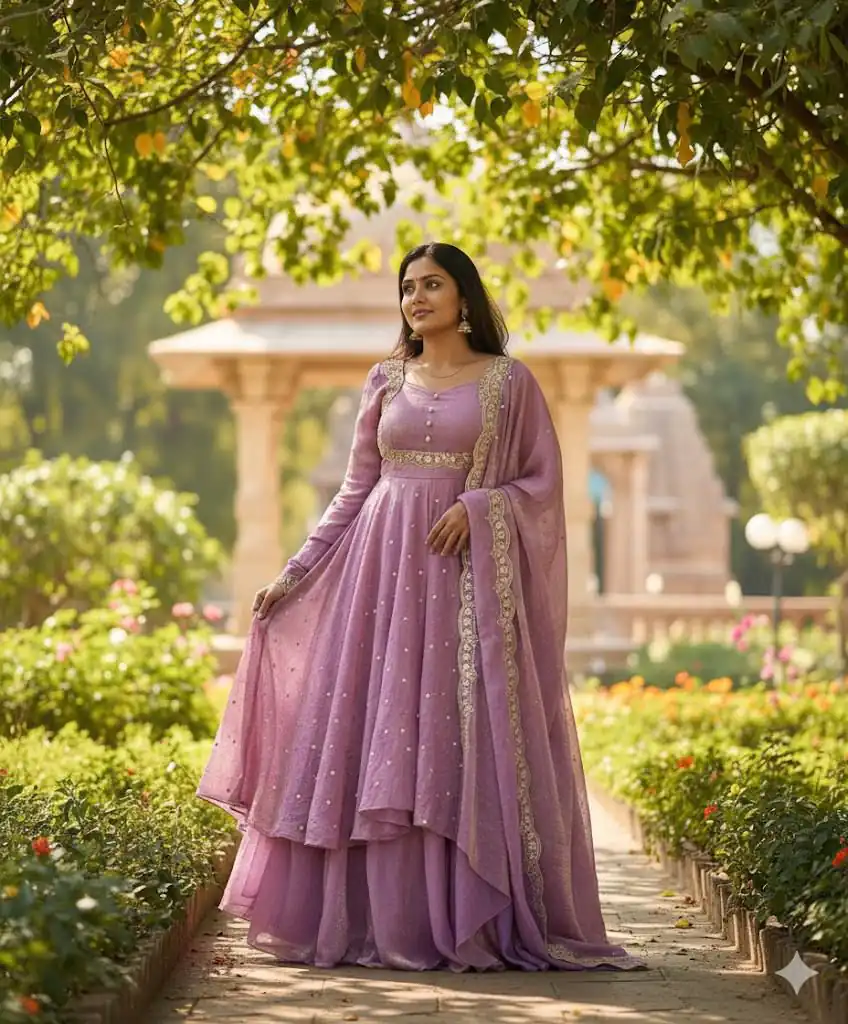 Lavender Vichitra Silk Zari Embroidery Work Salwar Suit