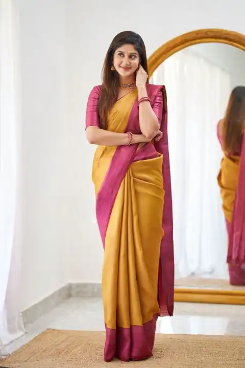 Mustered Lichi Silk Jacquard Work Saree - Image 2