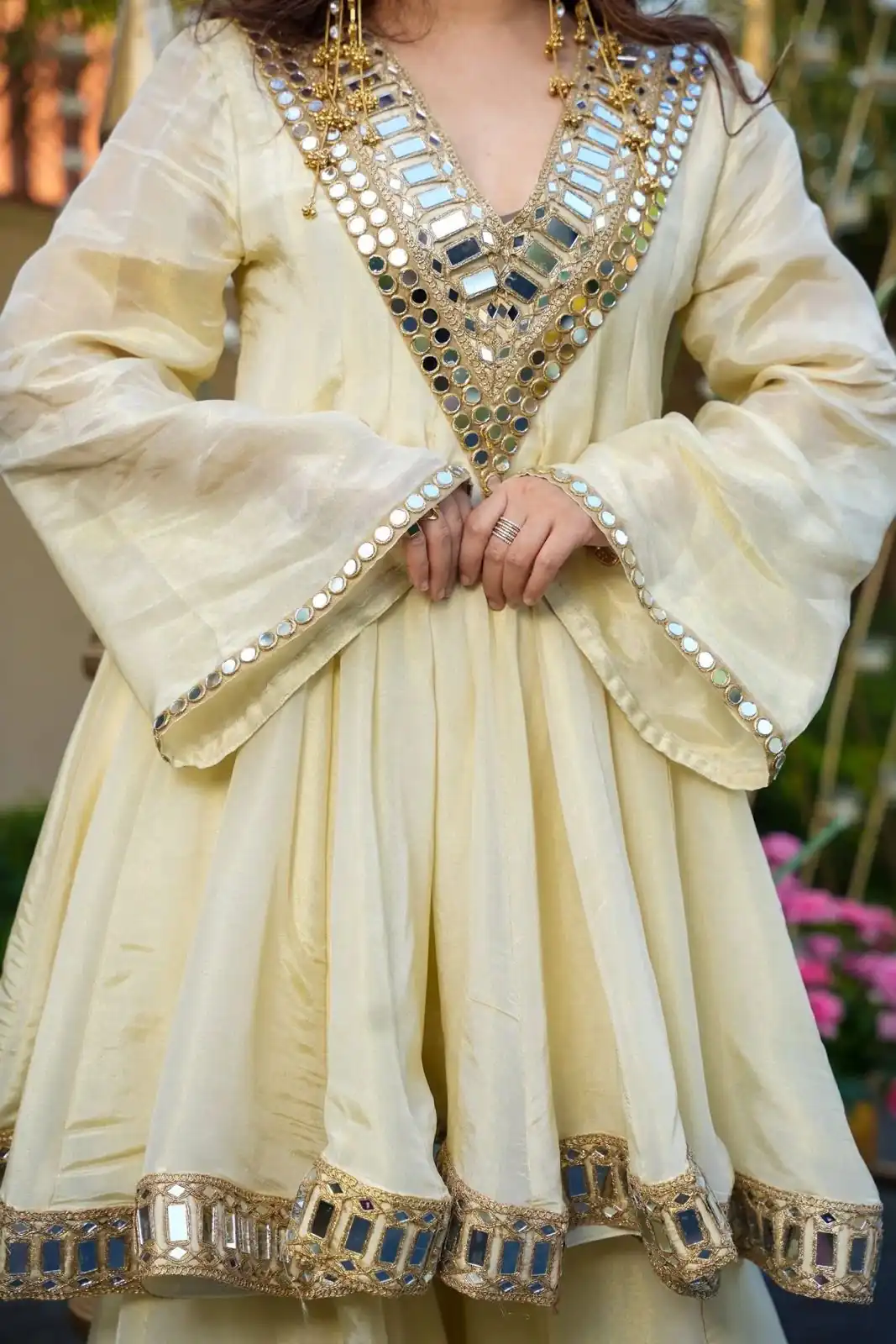 Off White Cosmos Mirror Lace Work Salwar Suit - Image 6