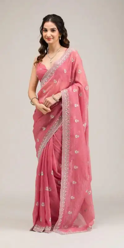 BT 439 Peach Crunchy Ciffon Saree Perfect for Wedding, Party, Bridal Wear, Raksha Bandhan, Festival Celebrations – . Special Price ₹1899. Delivery 4-6 | Creative Sarees, Embroidered Sarees, Bollywood Sarees, Designer Sarees, Ethnic Saree, Modern Digital sarees, Party Wear Sarees, Sarees