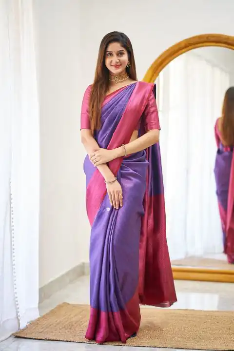 Purple Lichi Silk Jacquard Work Saree