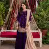 Purple Viscose Velvet Thread Sequence Work Salwar Suit