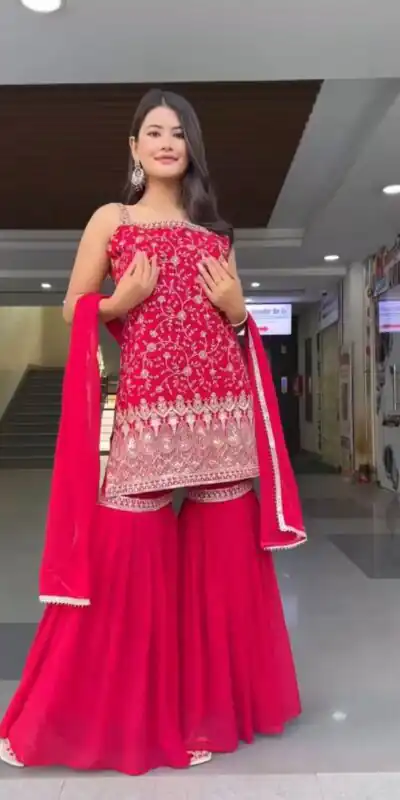 RTC 5855 Red in Color Faux Georgette Lace Work Salwar Suit . Wedding, Party, Festive Grab it for ₹1799. Delivery 4-6 Working Days. Shop now. | Casual Suits, Jump Suits, Tops & Bottoms, Track Suits, Trendy Wear, Creative suits, Designer Suits, Palazzo Suits, Party Wear Suits, Patiala Suits, Salwar suit, Straight Suits