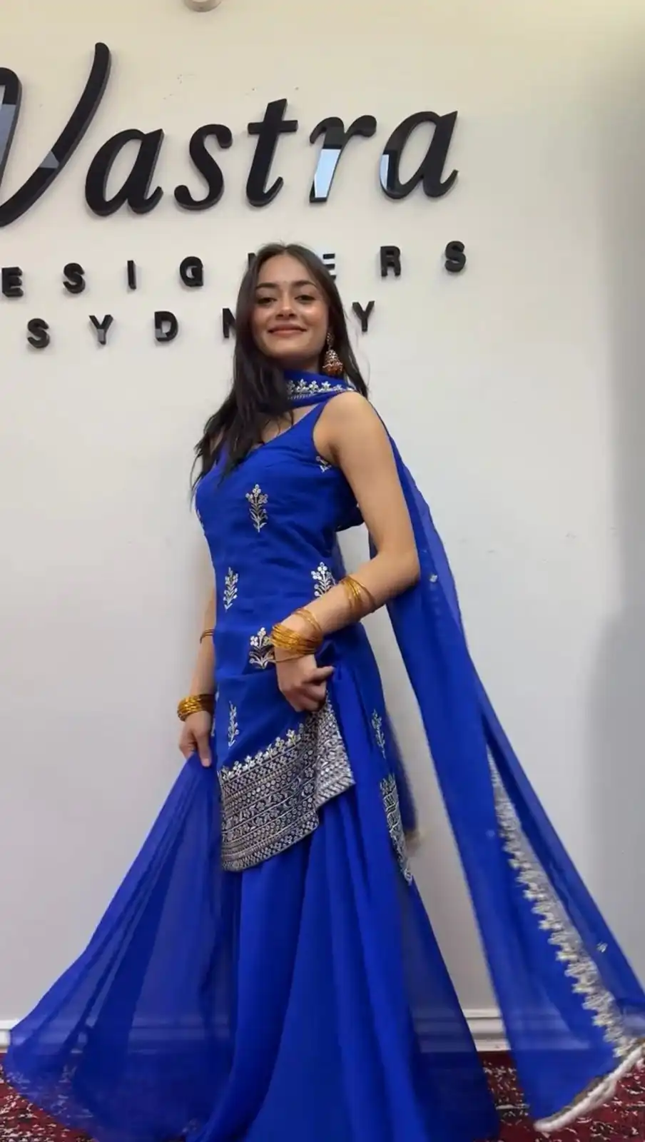 Royal Blue Faux Georgette Sequence Lace Work Salwar Suit