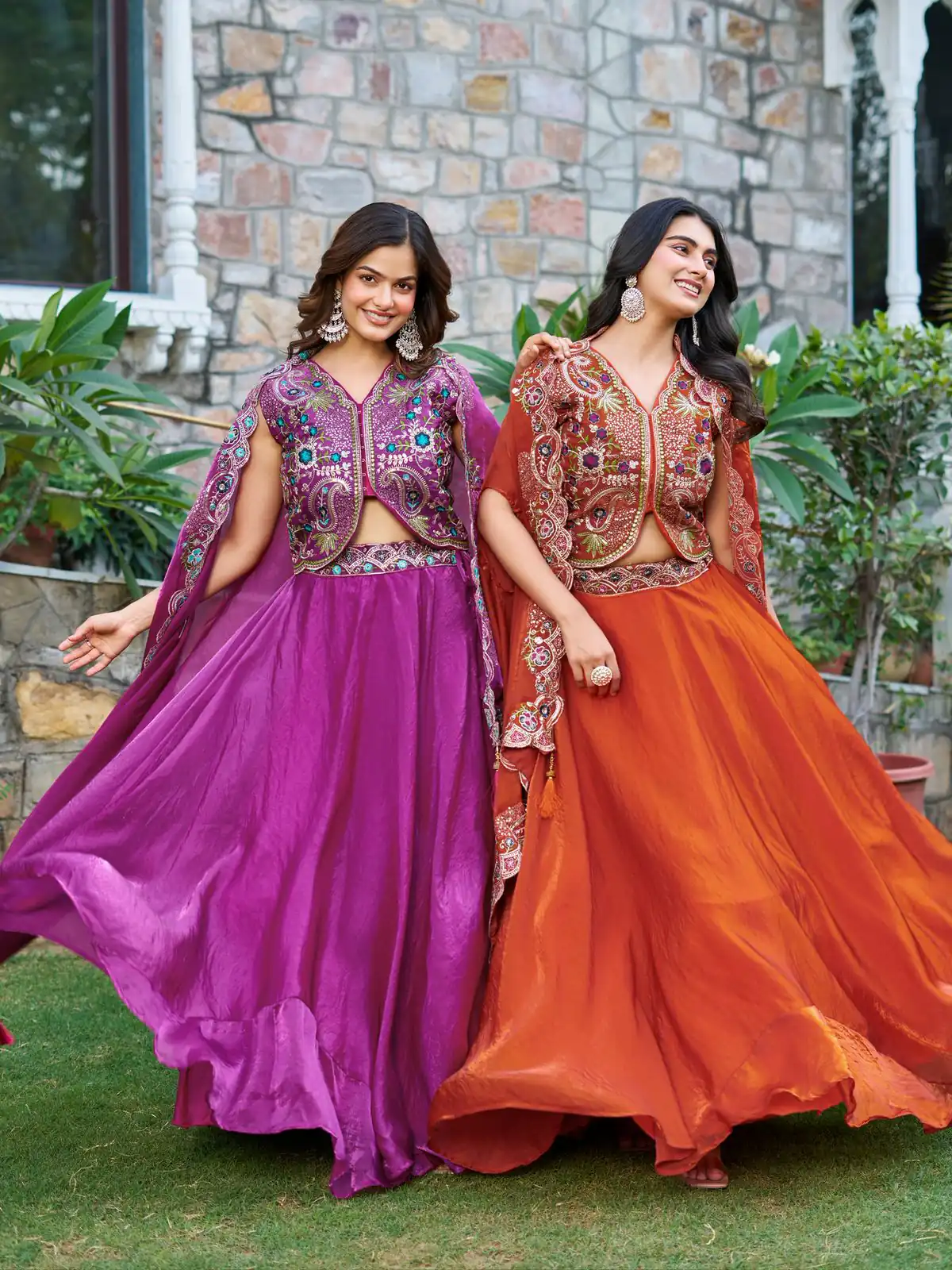 Rust Fendy Silk Embroidery Work Lehenga Choli - Image 5