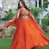 Rust Fendy Silk Embroidery Work Lehenga Choli