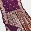 Wine Banarasi Lace Work Gold Zari Border Saree