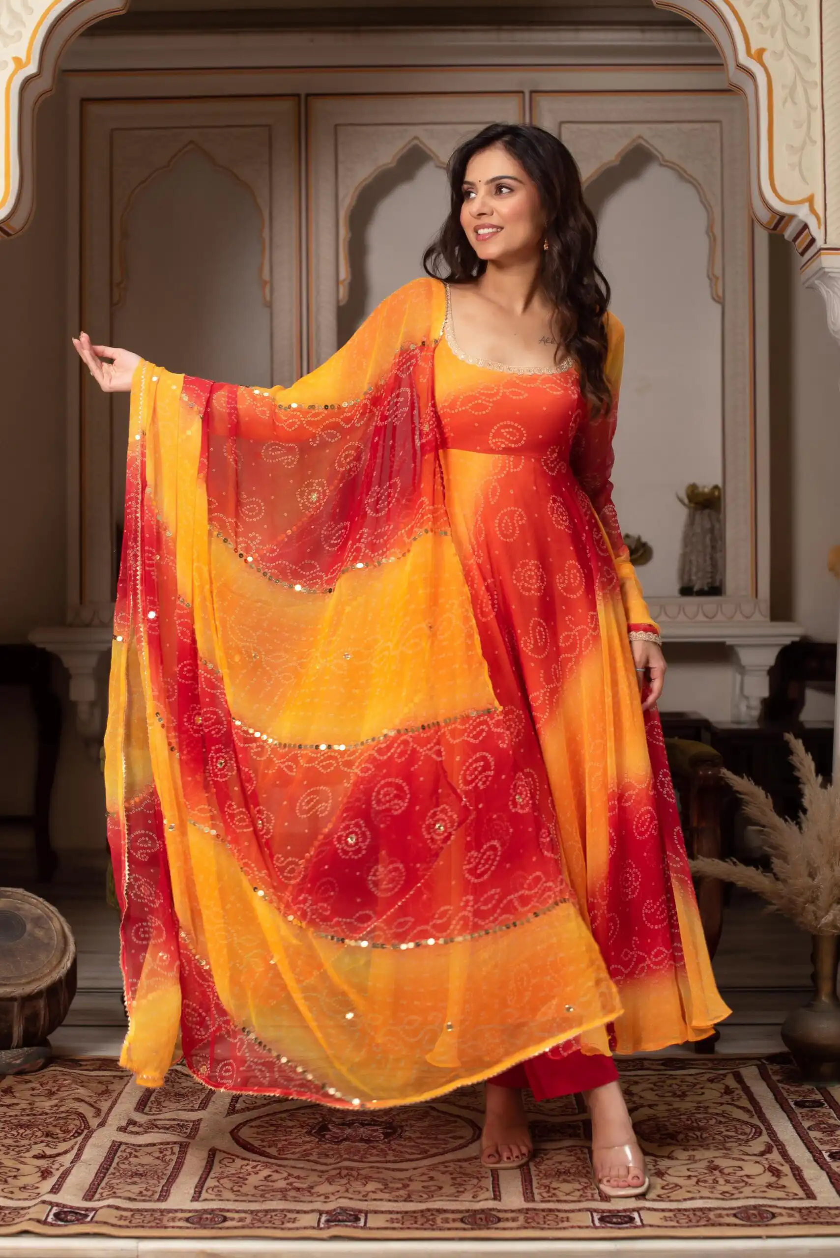 Yellow Faux Georgette Digital Print Salwar Suit - Image 5