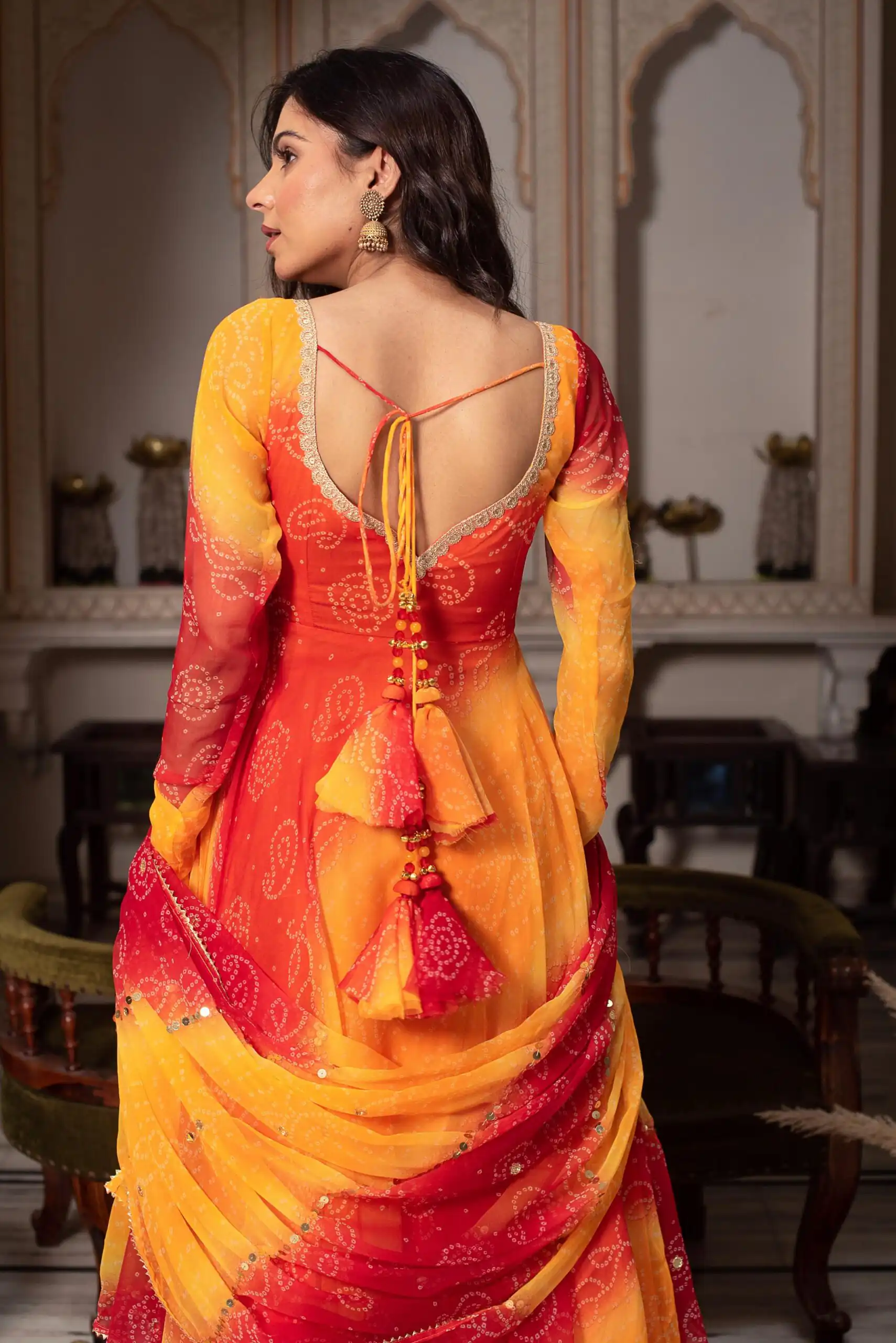 Yellow Faux Georgette Digital Print Salwar Suit - Image 4