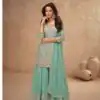 Sea Green Chinon Embroidery Work Salwar Suit